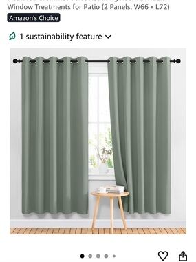 Blackout Sage Green Grommet Curtain Panel -